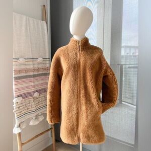 J. Crew Warm Brandy Zip Up Plush Sherpa Coat Women’s Size XS